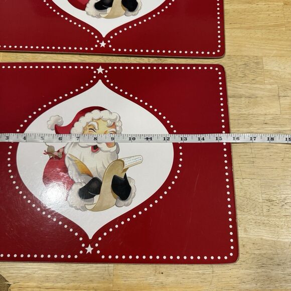 Pottery Barn Kids Santa Cork Placemats Red Christmas List Mouse Set X2 2015 GUC - Picture 8 of 9